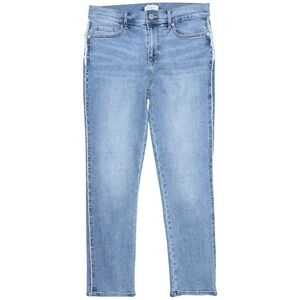 LOFT High Rise Straight Leg Jeans Womens 4 Light Wash Denim Frayed Side Seam